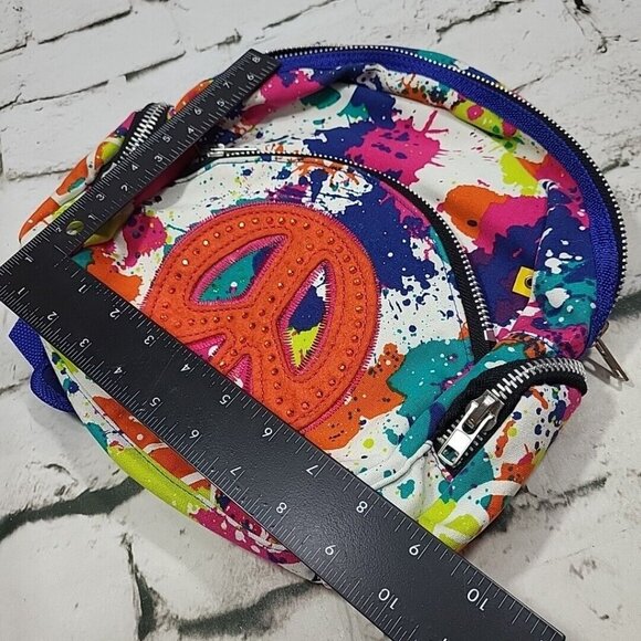 Peace Of Cake Backpack Multi Color Hippie Book Bag - Picture 10 of 11